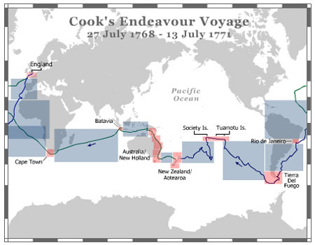 Map of the Endeavour Voyage