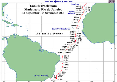 Map of Madeira to Rio de Janeiro