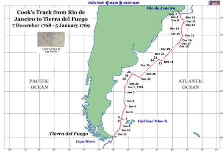 Map of  Rio de Janeiro to Tierra del Fuego stage