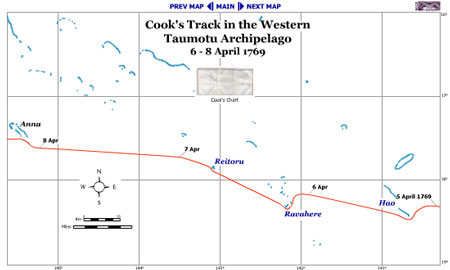 Map of the Tuamotu Archipelago, Western Region