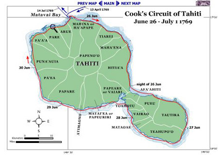 Map of Cook's Circuit of Tahiti