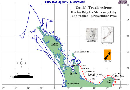 Map of Hicks Bay to Mercury Bay Stage