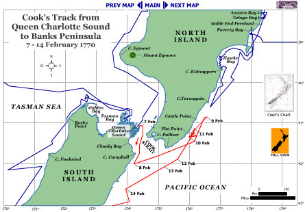 Map of Queen Charlotte Sound to Banks' Peninsula Stage