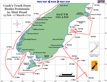 Map of Banks' Peninsula to Abut Head stage