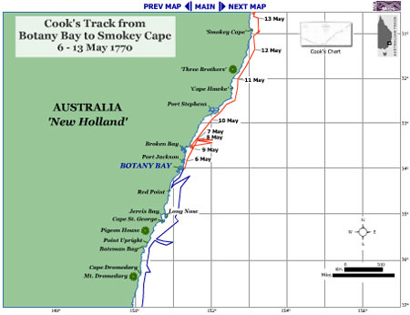 Map of  Botany Bay to Smokey Cape Stage