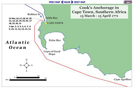 Map of Cook's Anchorage in Cape Town, Southern Africa