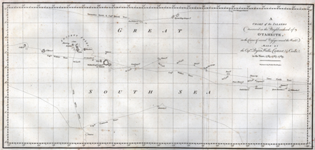 A Chart of the Islands discover'd in the Neighbourhood of Otaheite, in the Course of several Voyages round the World, Made By the Captains Byron, Wallis, Carteret, and Cooke, in the Years, 1765, 1767, 1769.