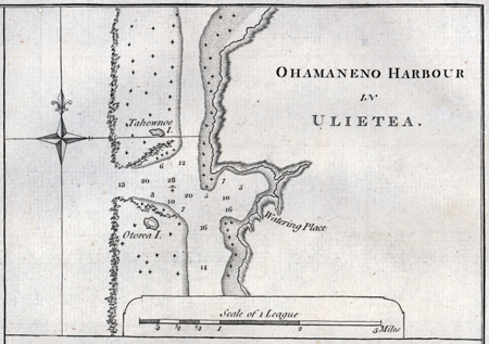 Chart of Ohamaneno Harbour in Ulietea