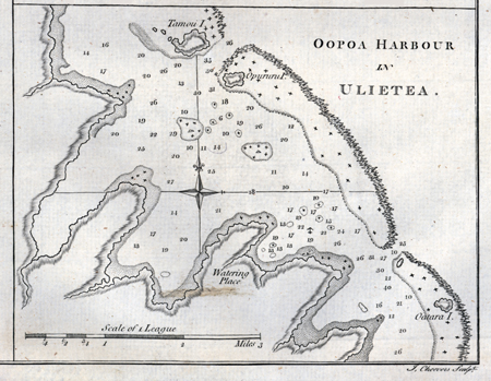 Chart of Oopoa Harbour in Ulietea