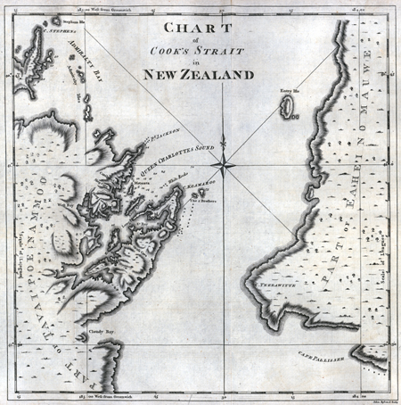 Chart of Cook's Strait in New Zealand.