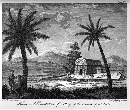 Plate VI.  House and Plantation of a Chief of the Island of Otaheite.