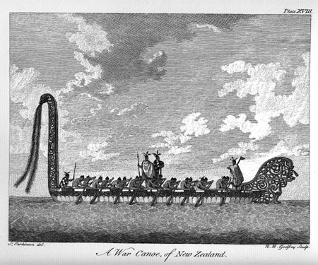  Plate XVIII.  A War Canoe, of New Zealand. 